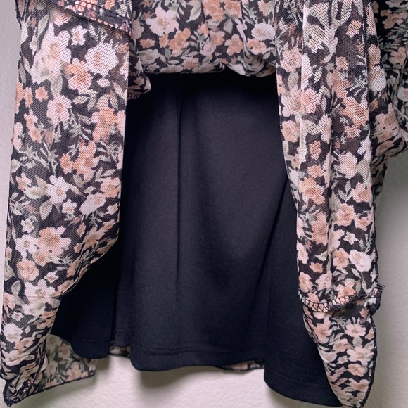 NWT Mesh Floral Mini dress black pink lace slip dress babydoll coquette short - Picture 15 of 16